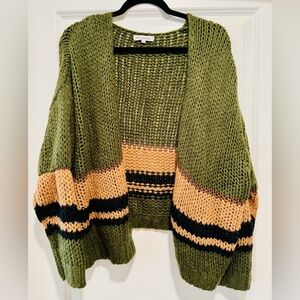 Workshop Republic Clothing Green, Tan and Black Cardigan‎